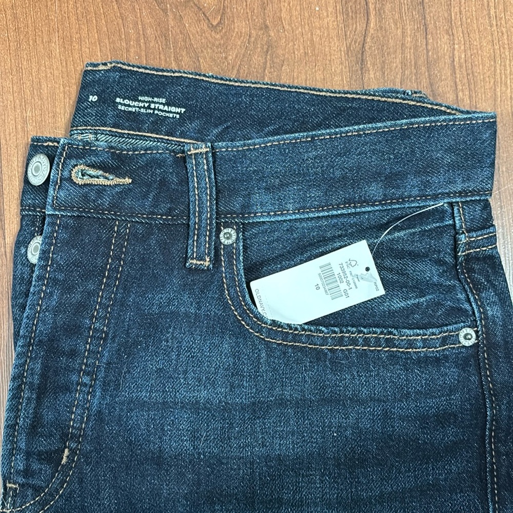 Old Navy High Rise Slouchy Straight Dark Denim Jeans